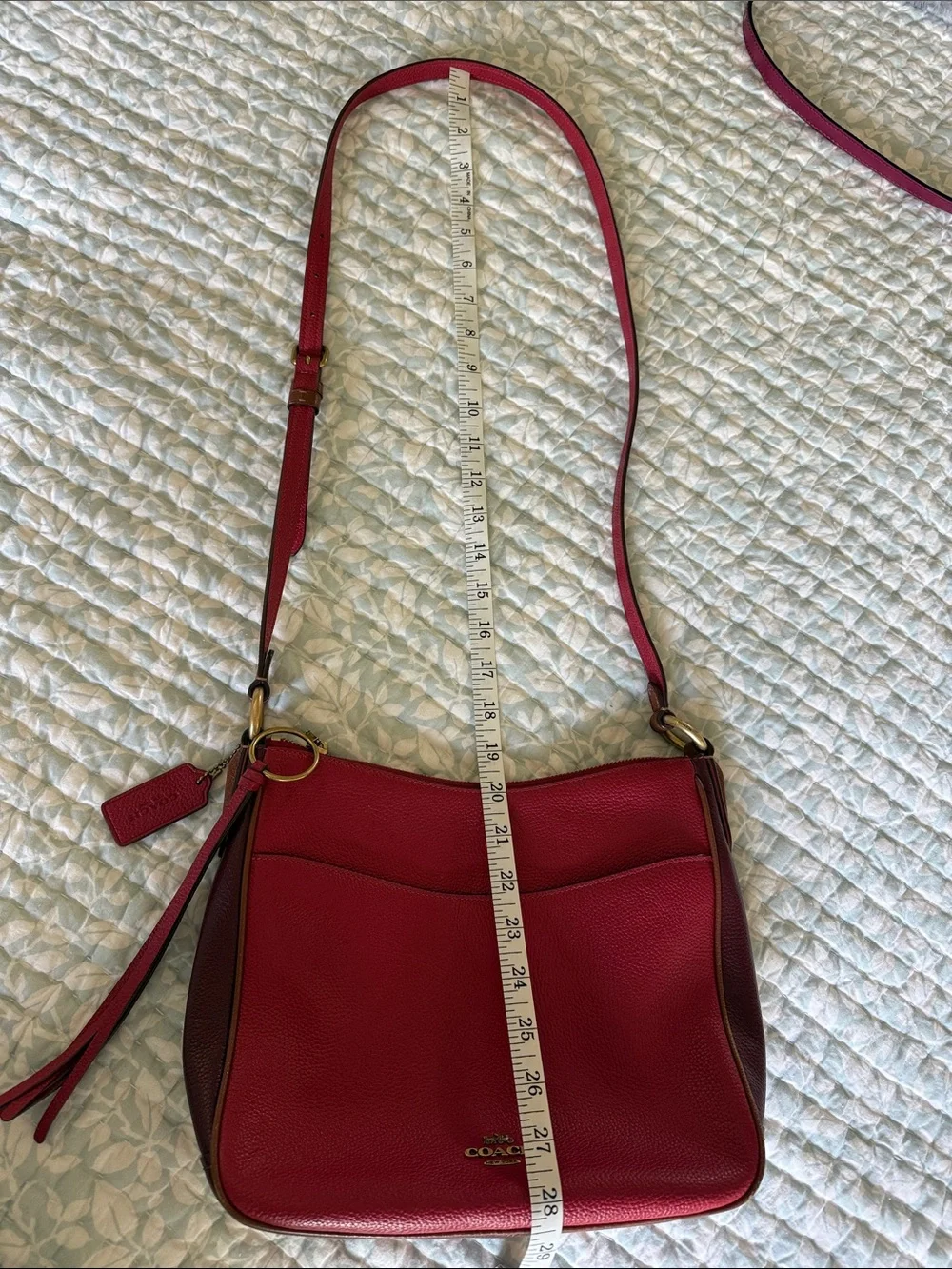 Coach Cherry Red Pebbled Leather Crossbody